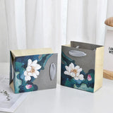 50pcs Blue Vintage Lotus Jewelry Box Paper Packaging Gift Boxes for Jewelry - 12*12*4cm(Box)
