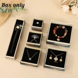 50pcs Blue Vintage Lotus Jewelry Box Paper Packaging Gift Boxes for Jewelry - 22.5*5*3.5cm(Box)