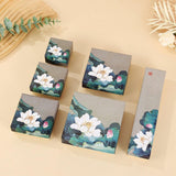 50pcs Blue Vintage Lotus Jewelry Box Paper Packaging Gift Boxes for Jewelry - 22.5*5*3.5cm(Box)