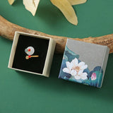 50pcs Blue Vintage Lotus Jewelry Box Paper Packaging Gift Boxes for Jewelry - 22.5*5*3.5cm(Box)