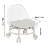 Stool with Universal Wheels Pulley Short Stool with Backrest Comfortable Seat - Grey