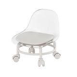 Stool with Universal Wheels Pulley Short Stool with Backrest Comfortable Seat - Pink