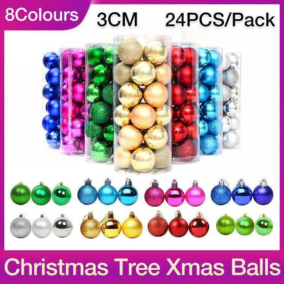 NNEDSZ 24Pcs/Pack Christmas Tree Xmas Balls Decorations Baubles Party Wedding Ornament - Dark Blue