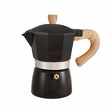 Portable Coffee Maker Wood Grain Handle Outdoor Manual Espresso Machine Camping - Beige-300ml