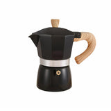 Portable Coffee Maker Wood Grain Handle Outdoor Manual Espresso Machine Camping - Black-300ml