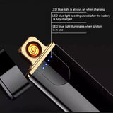 Arc Rechargeable Windproof Flameless Electronic Metal Lighter Usb Lighters Au - Silver