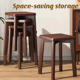 Wooden Square Bench Stool 30 x 30 x 43cm Rounded Design Garden Patio Home