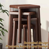 Wooden Square Bench Stool 30 x 30 x 43cm Rounded Design Garden Patio Home