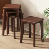 Wooden Square Bench Stool 30 x 30 x 43cm Rounded Design Garden Patio Home