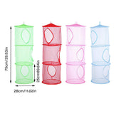 Foldable Clothes Drying Basket Three-layer Hanging Storage Breathable Organizer - Blue