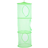 Foldable Clothes Drying Basket Three-layer Hanging Storage Breathable Organizer - Pink