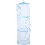 Foldable Clothes Drying Basket Three-layer Hanging Storage Breathable Organizer - Red