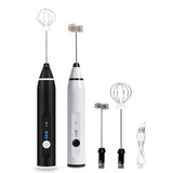 USB Rechargeable Electric Egg Beater Milk Coffee Frother Drink Foamer Mixer Tool - White
