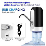 Electric Water Bottle Pump Dispenser Drinking Usb Button Black White Drinking - Black
