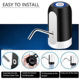 Electric Water Bottle Pump Dispenser Drinking Usb Button Black White Drinking - Black