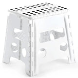 Portable Folding Plastic Stool Lightweight Collapsible Chair for Outdoor Travel - White