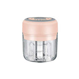 250Ml Usb Rechargeable Mini Food Garlic Grinder Electric Garlic Chopper Cordless - Pink