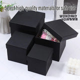 Square Gift Boxes 8pcs Empty Packaging Boxes for Favour Party Wedding Storage - Black-20x16.5cm