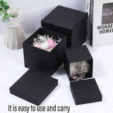 Square Gift Boxes 8pcs Empty Packaging Boxes for Favour Party Wedding Storage - Black-20x16.5cm
