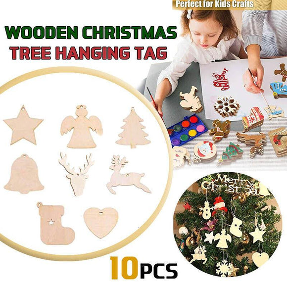 NNEDSZ Wooden Christmas Hanging Ornament for Tree DIY Craft Decoration 10pcs - Deer02