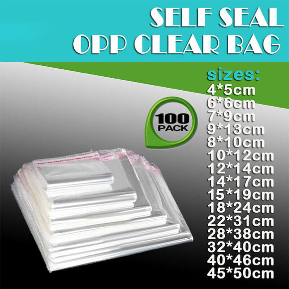 NNEDSZ 100Pcs Self-Adhesive Clear Opp Cellophane Bags with Air Hole - 18*24+4cm