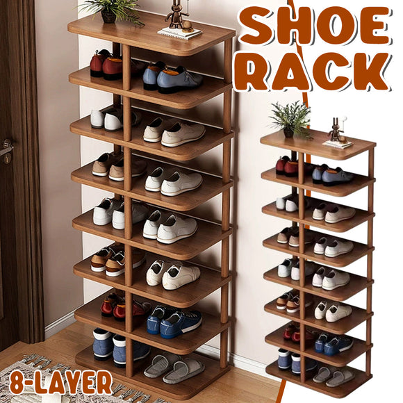 NNEDSZ 8 Tiers Shoe Rack Vertical Space Saving Narrow Shoe Organizer with Stable Base