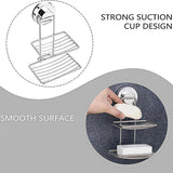 Shower Bar Holder Suction Basket Wall Mounted Stainless Steel Bathroom Soap Dish - Double Layer