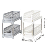 Bathroom Kitchen Sink Storage Rack Drawer Plastic Shelf Seasoning Holder - Grey