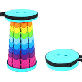 Rainbow Telescopic Folding Stool Thickened Travel Outdoor Seat for Camping - Orange