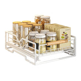 Pull Out Kitchen Storage Rack Basket Drawer Dish Organizer Slide Cabinet Shelf - White