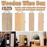 6pcs Red Wine Wooden Gift Box Packaging Storage Box for Wine Bottle Gifts - Double pull-out