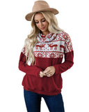 NNEDSZ Azura Exchange Christmas Elk Print Cowl Neck Knit Top - 2XL