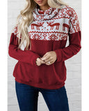 NNEDSZ Azura Exchange Christmas Elk Print Cowl Neck Knit Top - 2XL