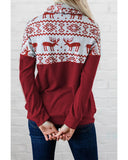 NNEDSZ Azura Exchange Christmas Elk Print Cowl Neck Knit Top - 2XL