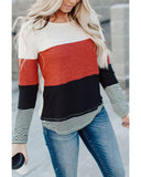 NNEDSZ Exchange Colorblock Splicing Stripes Top - XL