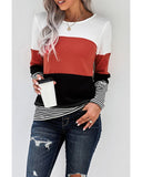 NNEDSZ Exchange Colorblock Splicing Stripes Top - XL