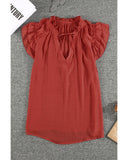 NNEDSZ Exchange Tiered Ruffled Drawstring V Neck Top - L