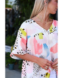 NNEDSZ Exchange Watercolor Mixed Print Loose Top - S