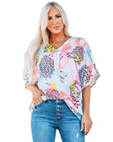NNEDSZ Exchange Watercolor Mixed Print Loose Top - S