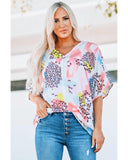 NNEDSZ Exchange Watercolor Mixed Print Loose Top - S