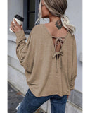 NNEDSZ Exchange Tie Plunging Back Dolman Sleeve Oversize Top - 2XL