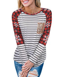 NNEDSZ Azura Exchange Christmas Striped Patchwork Long Sleeve Top - S