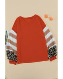 NNEDSZ Exchange Leopard Stripe Lantern Sleeve Top - 2XL