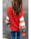NNEDSZ Exchange Leopard Stripe Lantern Sleeve Top - L