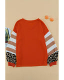 NNEDSZ Exchange Leopard Stripe Lantern Sleeve Top - L