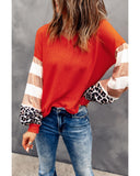 NNEDSZ Exchange Leopard Stripe Lantern Sleeve Top - S