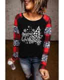 NNEDSZ Azura Exchange Plaid Leopard Patchwork Long Sleeve Top - L