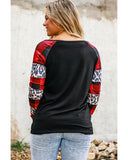 NNEDSZ Azura Exchange Plaid Leopard Patchwork Long Sleeve Top - L