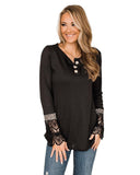 NNEDSZ Exchange Leopard Splicing Buttoned Knit Top - L