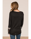 NNEDSZ Exchange Leopard Splicing Buttoned Knit Top - L